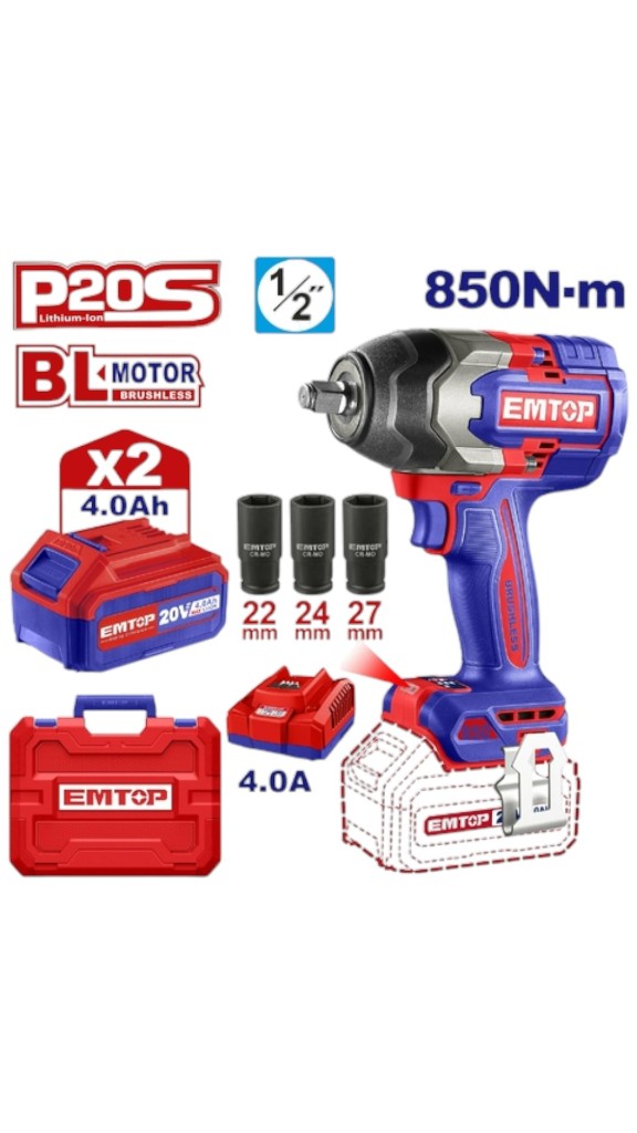 PISTOLA DE IMPACTO BATERÍA EMTOP 850NM