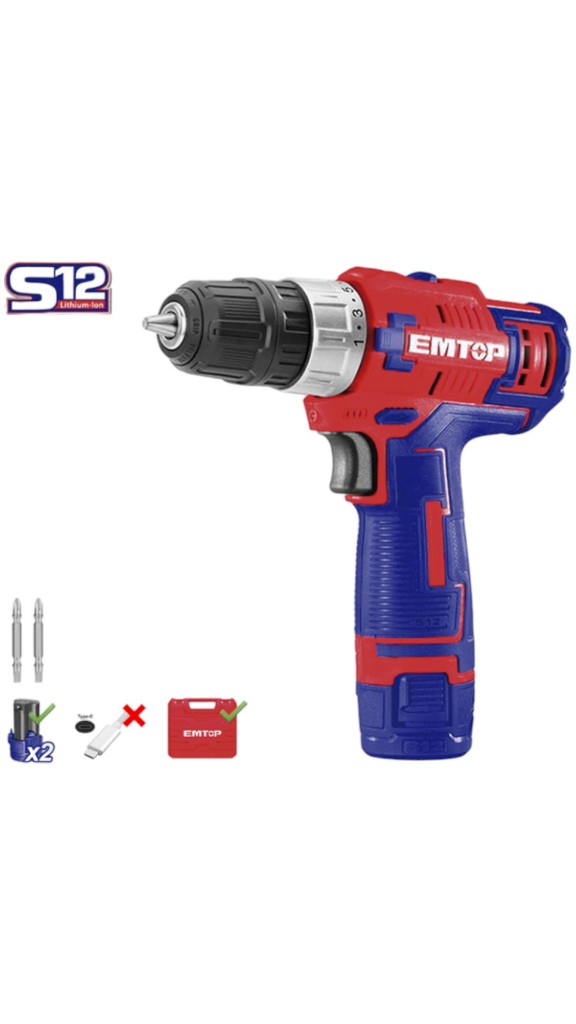 TALADRO ATORNILLADOR BATERÍA EMTOP 