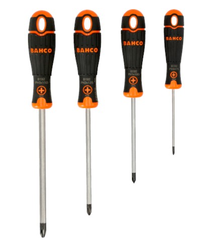 JUEGO 4 DESTORNILLADORES PHILLIPS BAHCO FIT